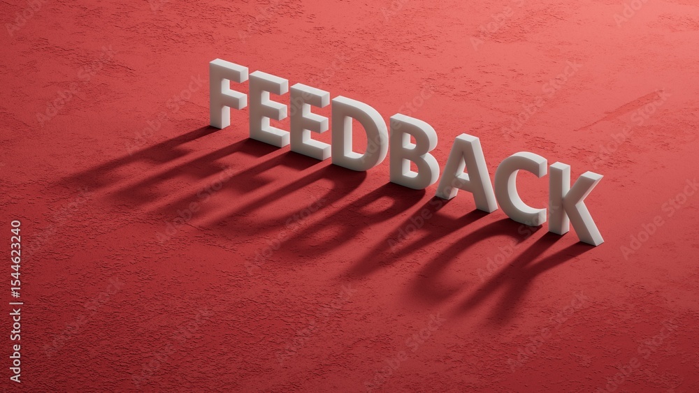 Poster word feedback made with shadow of 3d charcaters.business concept.close up of shadow of 3d charcaters