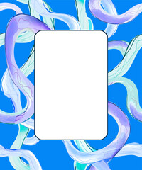 Abstract frame with curved linear composition of colorful intertwined neon lines. Vecto