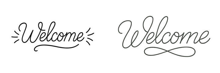 Welcome signs in decorative fonts showcasing artistic designs for various occasions