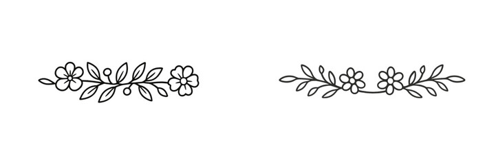 Floral line art designs for decoration in various projects and crafts
