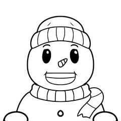 snowman character closeup illustration hand drawn outline vector