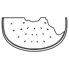bite watermelon illustration hand drawn outline vector