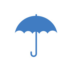 Simple Blue Umbrella Icon Against a Blank Background.