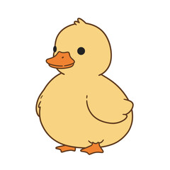 Adorable Cartoon Duckling with Orange Beak and Playful Expression.