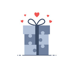 Puzzle Gift Box with Hearts: A Symbolic Present of Love and Connection.
