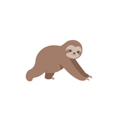 Adorable Three-Toed Sloth Walking Forward Gentle Expression.
