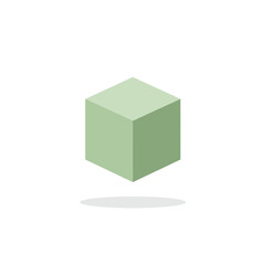 Pale Green Isometric Cube with Subtle Shadow.
