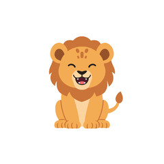 Adorable Cartoon Lion Cub with a Joyful Expression.