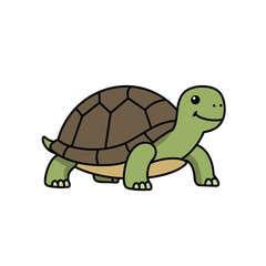 Cheerful Cartoon Tortoise Walking Sideways.