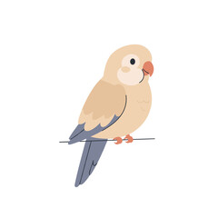 Adorable Cartoon Parrot Perched on a Branch with Soft Earthy Tones.