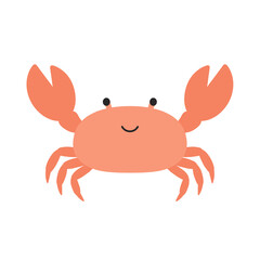 Cheerful Cartoon Crab Illustration Front View Simple Design.