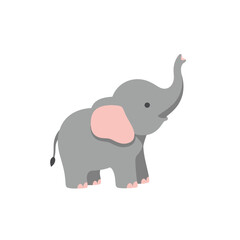 Cute Cartoon Elephant in Profile View.
