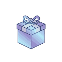 Pastel Gift Box with Ribbon Isometric Perspective and Gradient Colors.