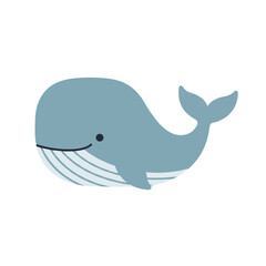 Playful Blue Whale Illustration: Simple Happy Design.