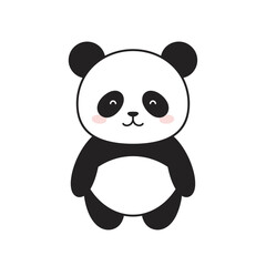Adorable Cartoon Panda with Black and White Fur and Pink Cheeks.
