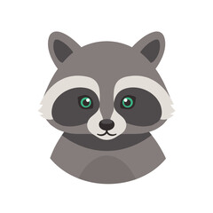 Obraz premium Cartoon Raccoon Portrait with Bright Green Eyes and Distinctive Mask.