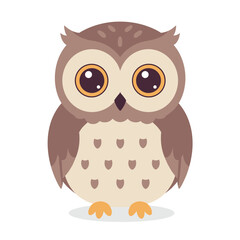 Fototapeta premium Cute Cartoon Owl with Big Eyes and Soft Colors.