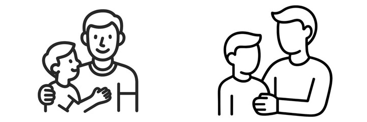 Father and son bonding through a loving embrace at home during a warm afternoon