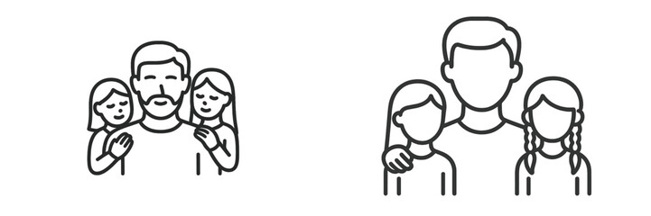 Family illustration depicting parents with children in a simple and modern style