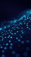 Fototapeta premium Abstract Network Connection: Glowing Blue Nodes and Lines on Dark Background