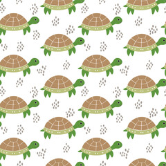 Vector illustration of cute cartoon turtle pattern design modern