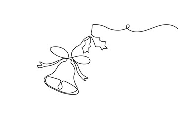 Minimalist christmas tree one line art isolated vector illustration
