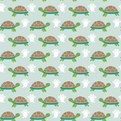 Vector illustration of cute cartoon turtle pattern design