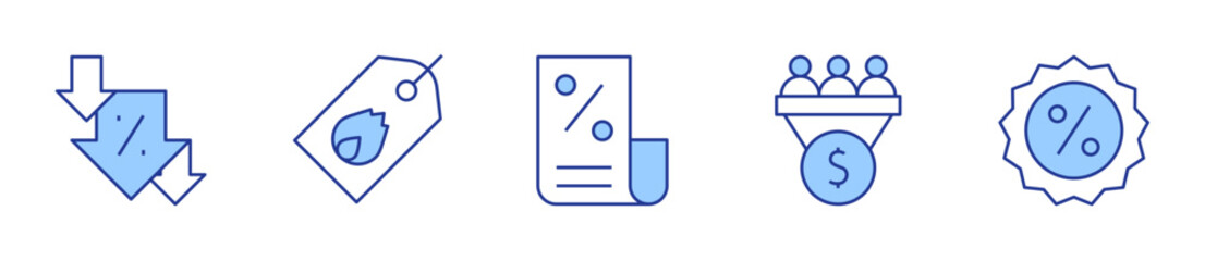 discount, sale, salespipeline, hotsale, offer. Sales Icon vector illustration. Line Duotone style. Editable stroke