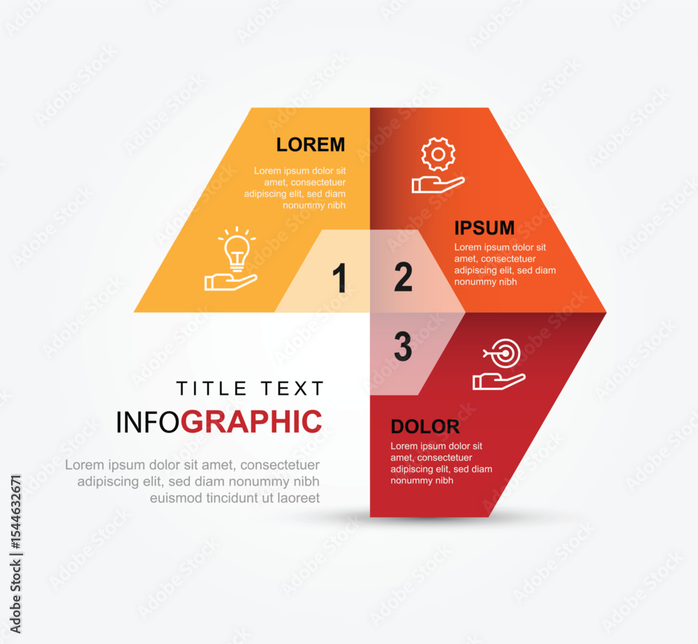 Aufkleber 3 step hexagon infographic template vector element with icons suitable for business information and web presentation.