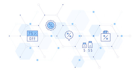 Sales Banner Vector Illustration with Icon Style in Between. Line Duotone icon. Containing. sale, discount, upselling, paperbag