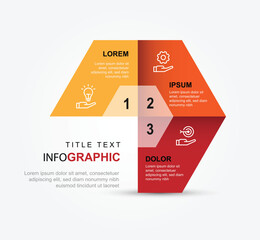 3 step hexagon infographic template vector element with icons suitable for business information and web presentation.