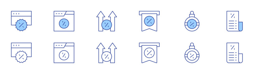 Sales icon set in two styles, Duotone and Thin Line style. Editable stroke. sale, sales, increase, bill
