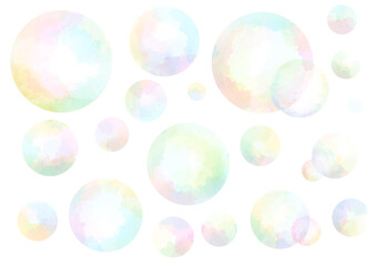 シャボン玉　イラスト　手描き　水彩風