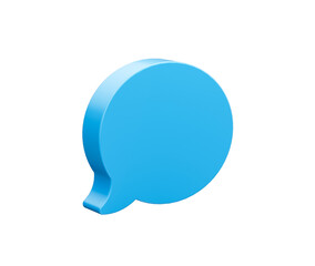 3D Blue chat icon, symbolizing messaging, communication and conversation. 3d illustration