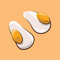 Sunny Side Up Eggs Cartoon Illustration Available for Sticker and Background Design