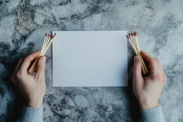 Vibrant Color Image of High Angle Man with Matches