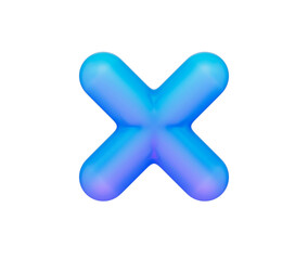 A sleek multiplication symbol with a smooth, matte blue finish and soft lighting. 3d illustration