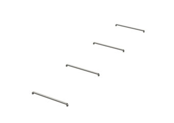 Minimalist metal staple pins arranged in a row, perfect for office or stationery use. 3d illustration