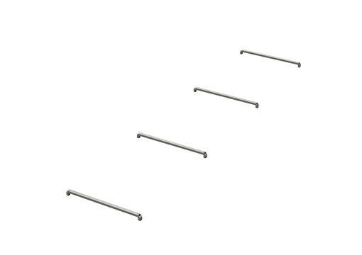 Minimalist metal staple pins arranged in a row, perfect for office or stationery use. 3d illustration