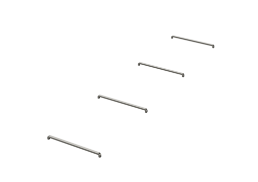Minimalist metal staple pins arranged in a row, perfect for office or stationery use. 3d illustration