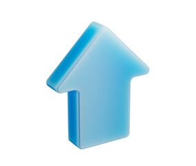 A sleek blue arrow pointing upward, symbolizing progress, direction and growth. 3D Illustration