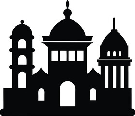Majestic Architectural Silhouette A Stunning Mosque Illustration