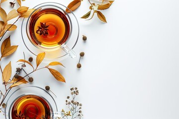High Resolution of Concept of Hot Drink with Tea on White Background