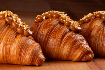 Croissants with chocolate hazelnut cream.