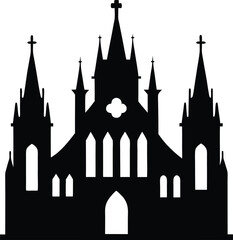 Fototapeta premium Majestic Gothic Cathedral Architectural Icon Silhouette