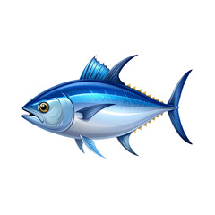 Obraz premium Aquatic tuna and shark marine life vector illustration on a white background