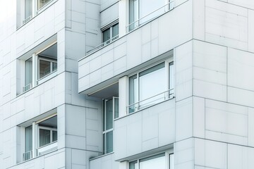 High Definition Visual of Detail of a Modern White Apartment Building Seen in Berlin, Germany