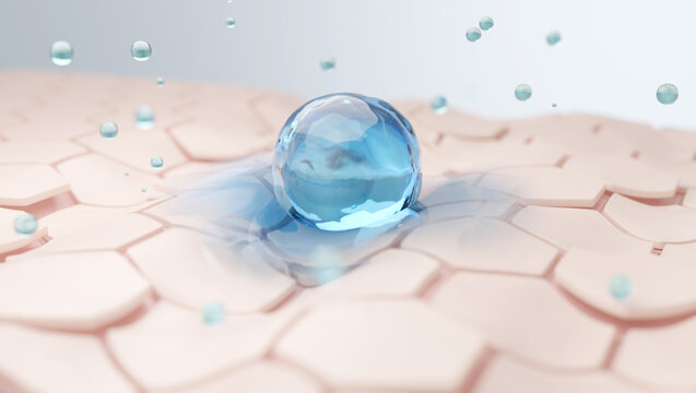 Hyaluronic acid drop on dry skin with cracked texture