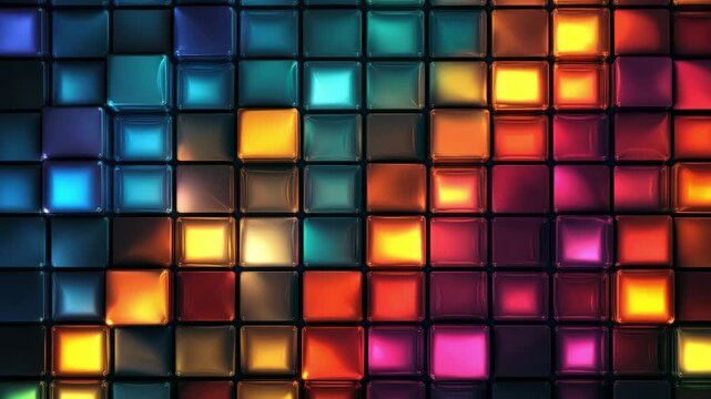 Stained glass window with a variety of colors illuminated by a bright light source, creating a visually appealing artistic display
