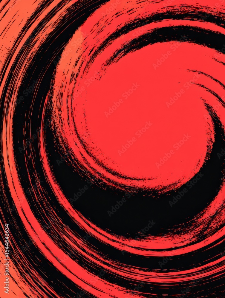 Poster Vortex of Risk Represented by Abstract Red and Black Swirling Pattern With a Focused Center and a Clean Top Margin